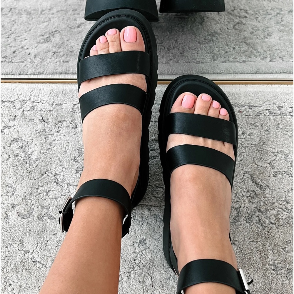 Walk Confidently Chunky Platform Sandals (Black) NIB
